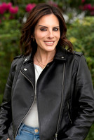 woman black leather jacket casual portrait
