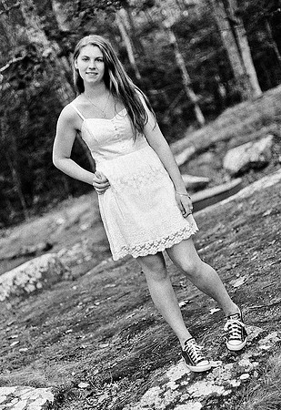 black and white high school senior wearing dress and converse sneakers in Exeter